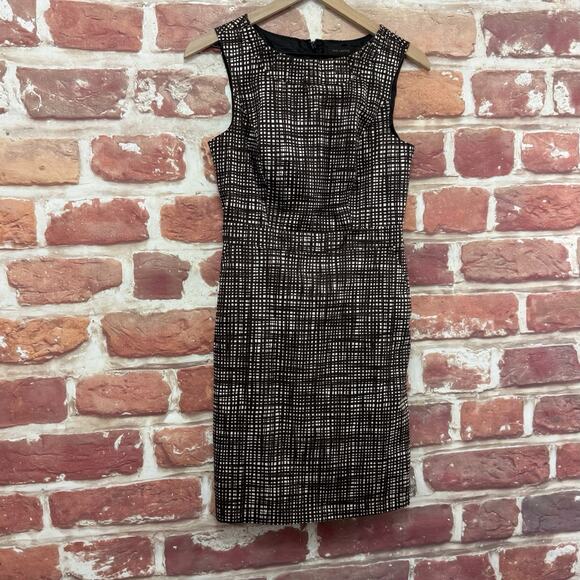 The Limited Women's Dress 4 Brown White Plaid Abstract Casual Career Zip Up - Picture 2 of 8